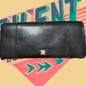 VTG 90s Anne Klein Lady's Black Leather Wallet Card ID Holder (21 compartments)